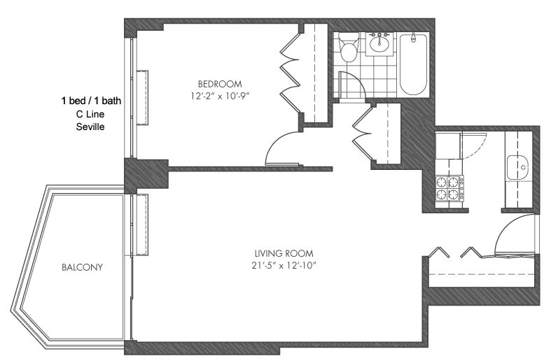 C line floor plan -1 bed
